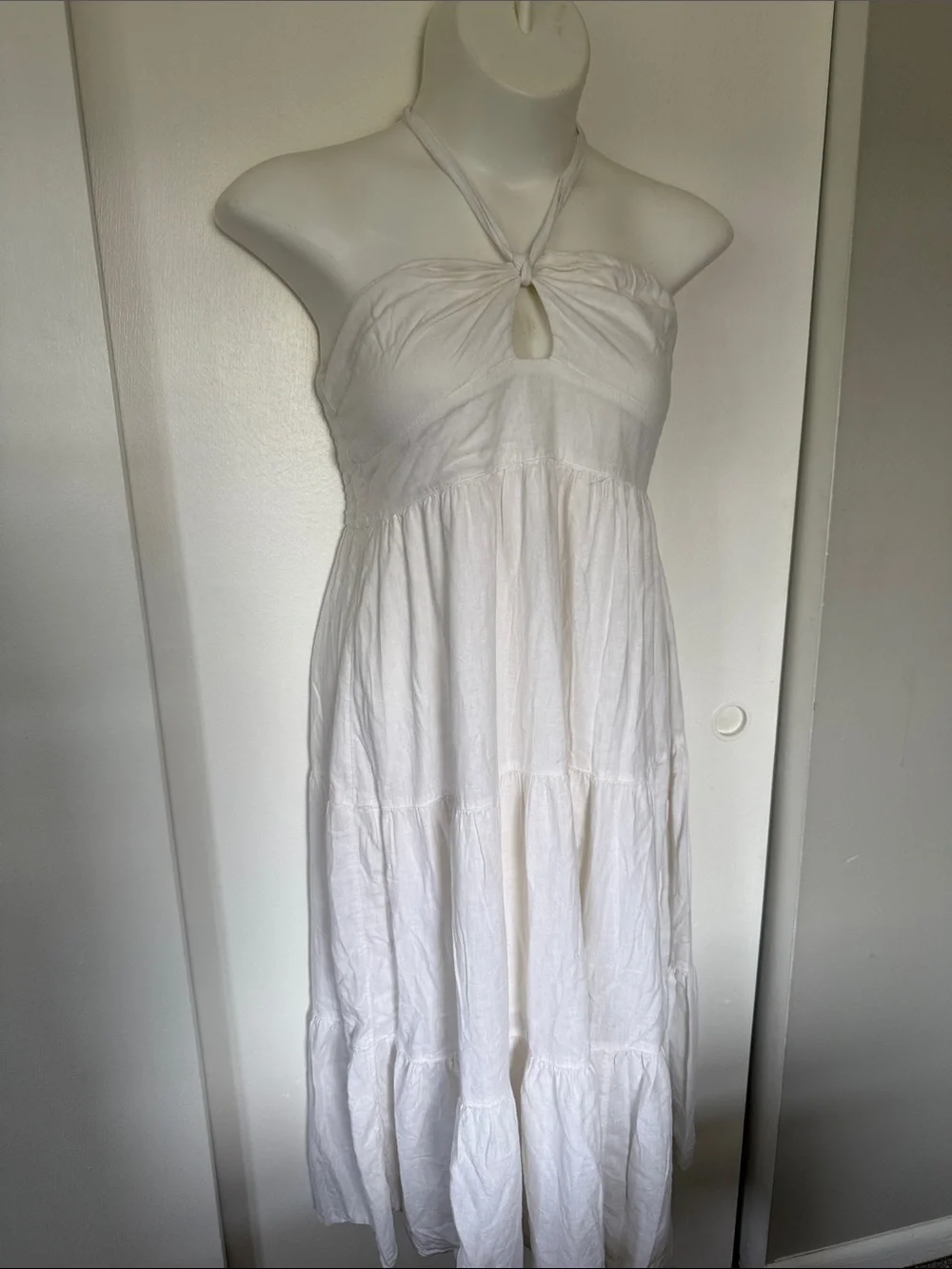 Abercrombie & Fitch White Strapless Halter Maxi Dress Petite Large